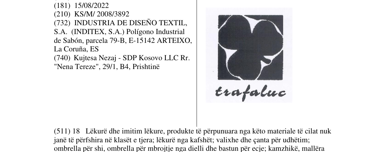 Zëri i markës trafaluc në buletin