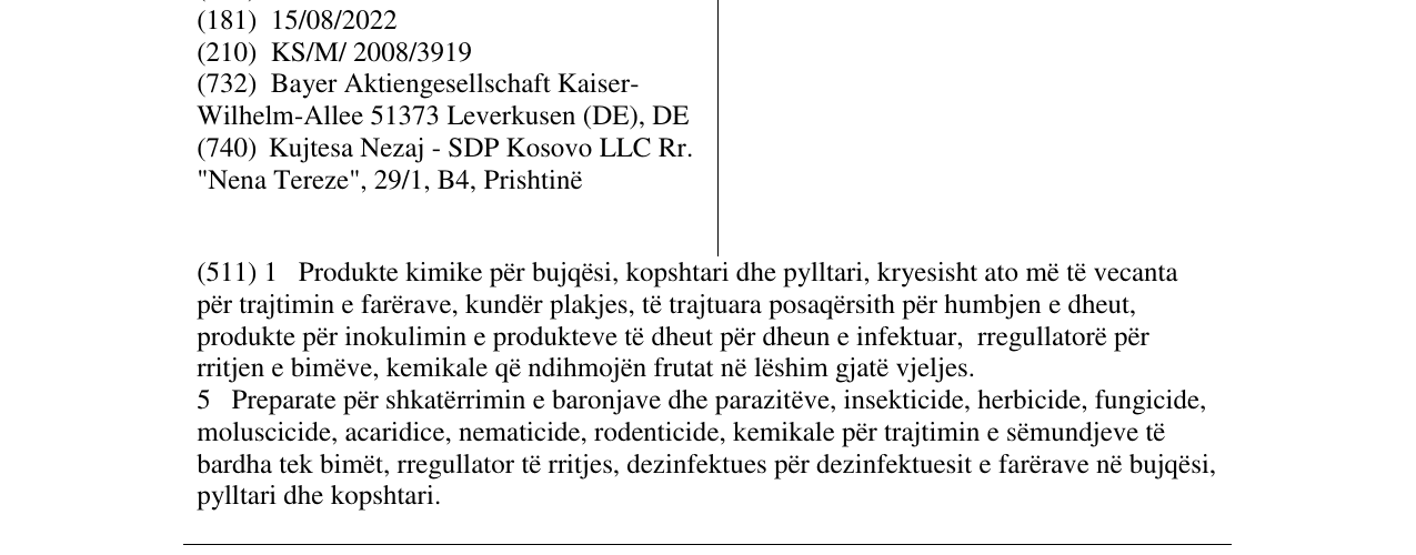 Zëri i markës FOLICUR në buletin
