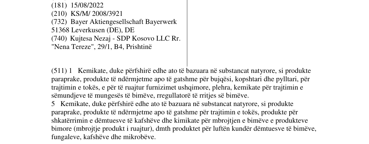Zëri i markës CONFIDOR në buletin