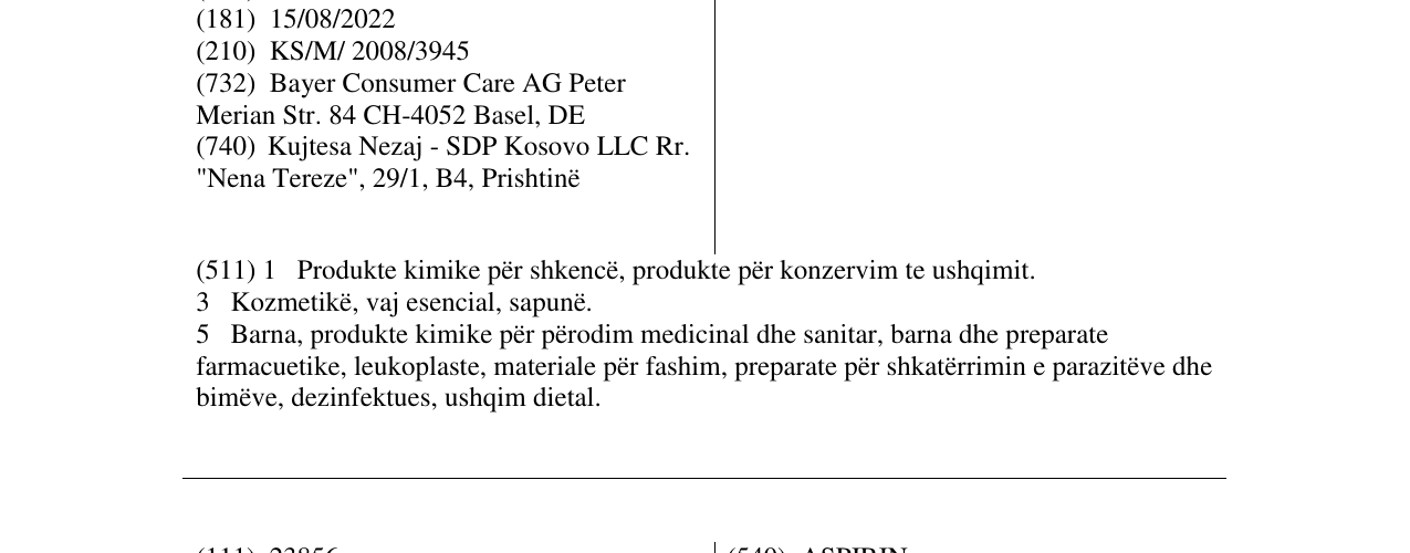 Zëri i markës SUPRADYN në buletin