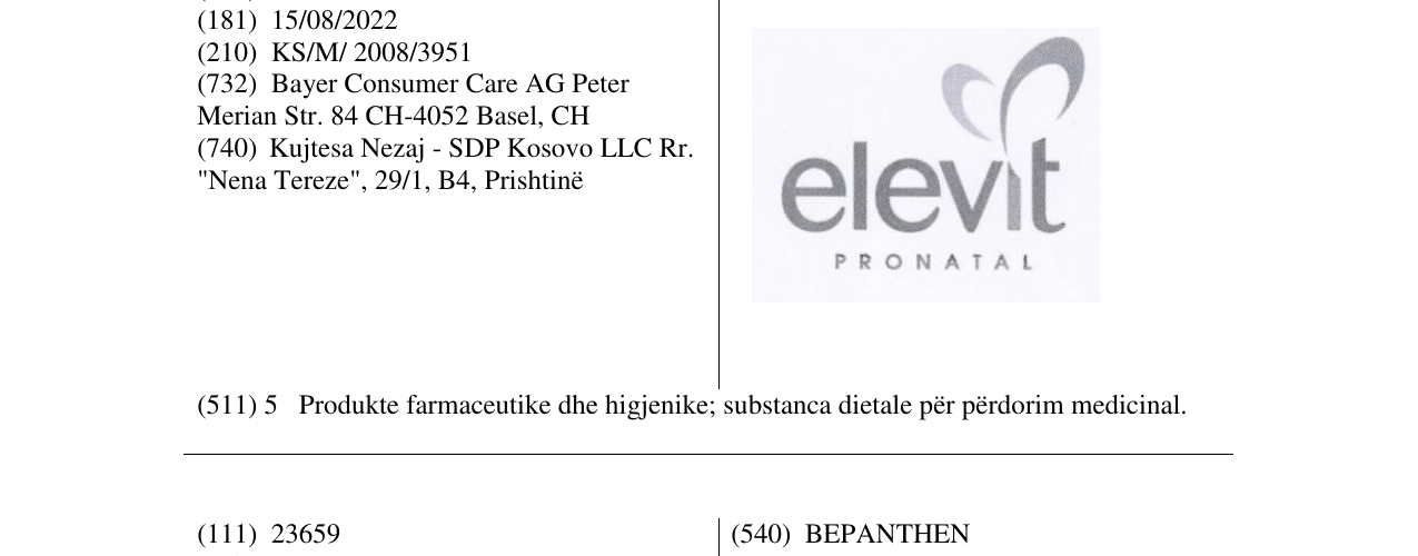 Zëri i markës elevit PRONATAL në buletin