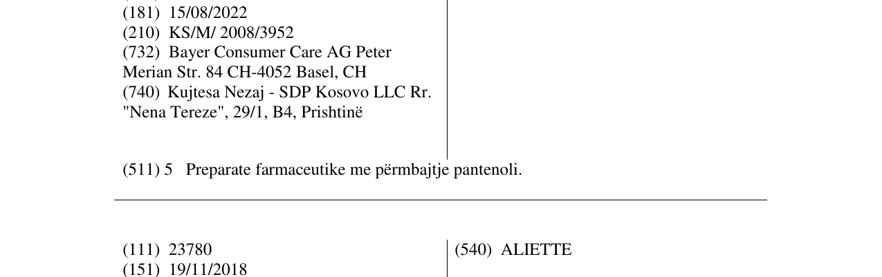 Zëri i markës BEPANTHEN në buletin