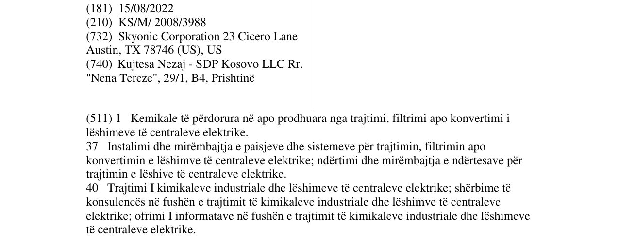 Zëri i markës SKYMINE në buletin