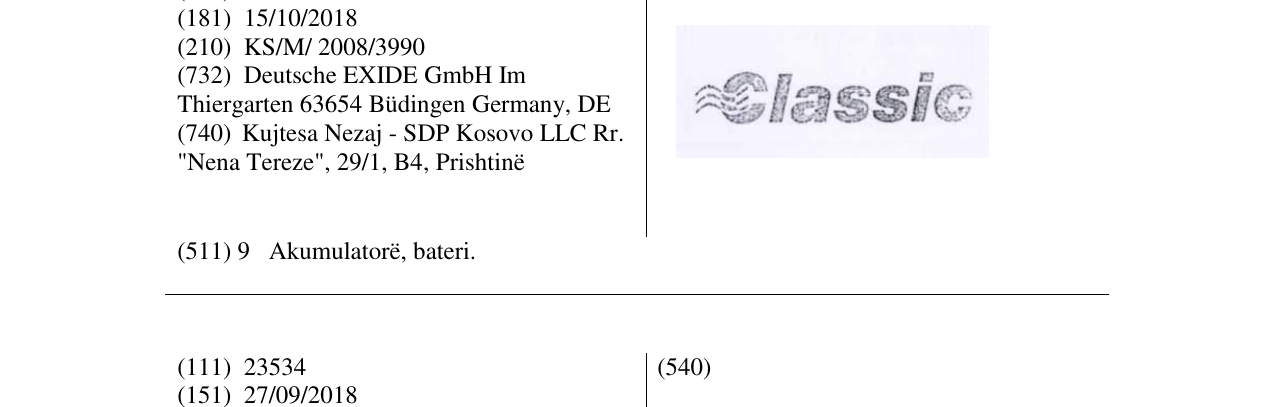 Zëri i markës CLASSIC në buletin