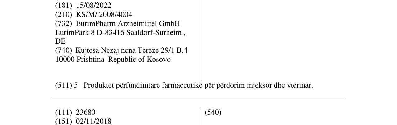 Zëri i markës EURIM-PHARM në buletin