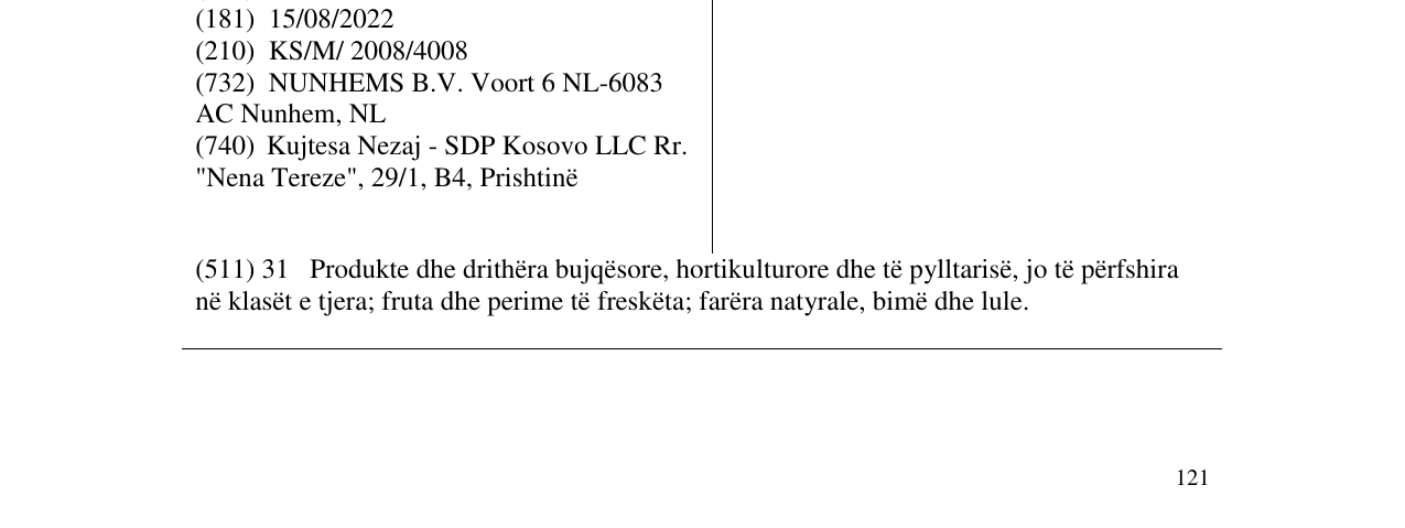 Zëri i markës NUNHEMS në buletin