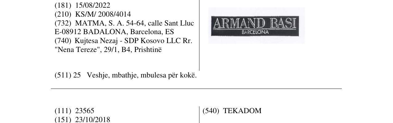 Zëri i markës ARMAND BASI BARCELONA në buletin