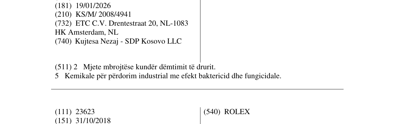 Zëri i markës MERGAL në buletin