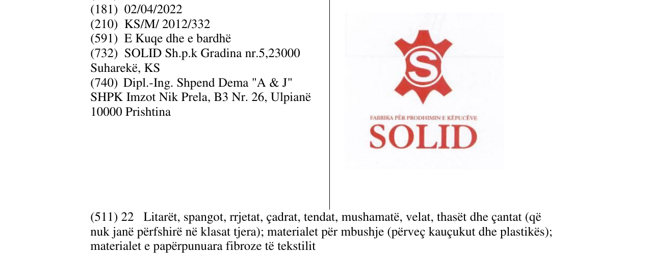 Zëri i markës S SOLID në buletin