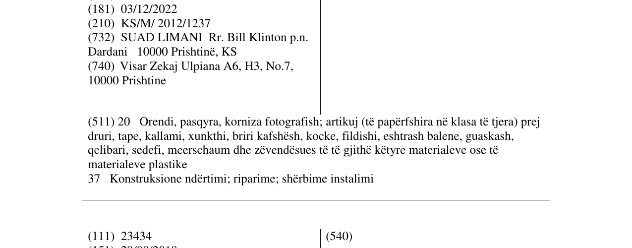 Zëri i markës PALMA në buletin
