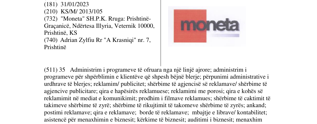 Zëri i markës Markë figurative në buletin