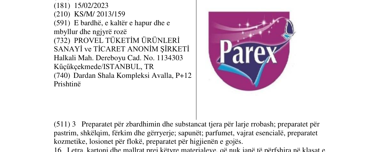 Zëri i markës Parex në buletin