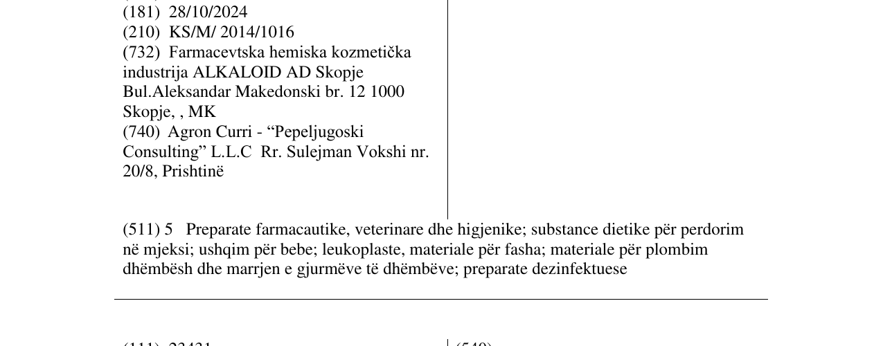 Zëri i markës ULCODIN në buletin