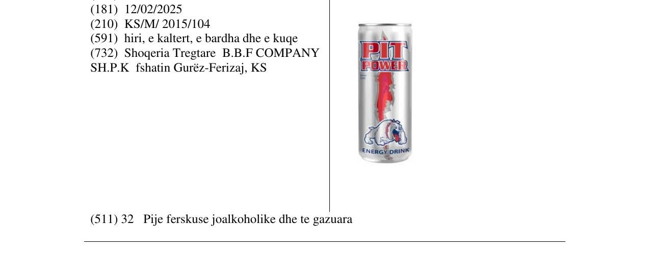 Zëri i markës PIT POWER në buletin