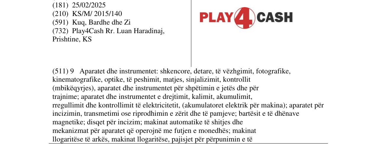 Zëri i markës PLAY 4 CASH në buletin