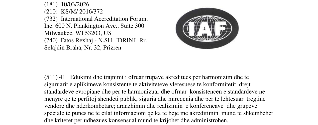 Zëri i markës IAF në buletin