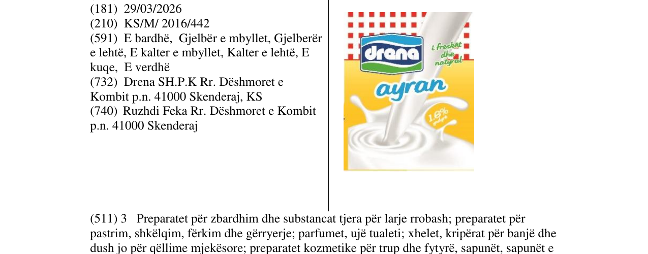 Zëri i markës drena ayran në buletin