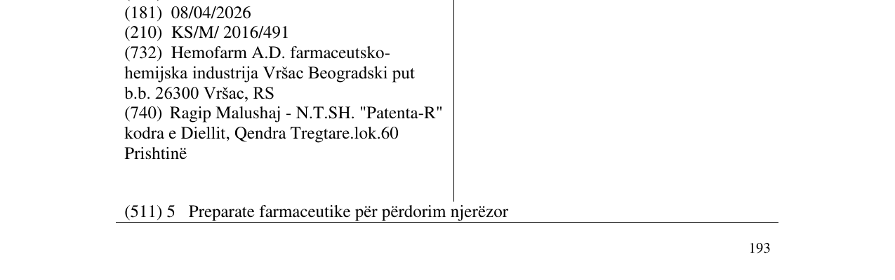 Zëri i markës TENSEC në buletin