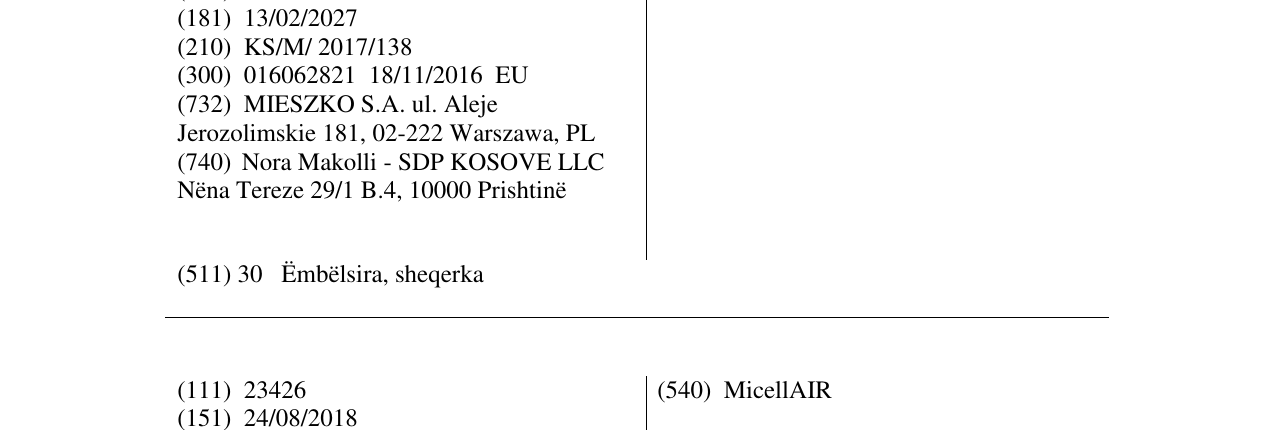 Zëri i markës Mieszko Marcepanki Original në buletin