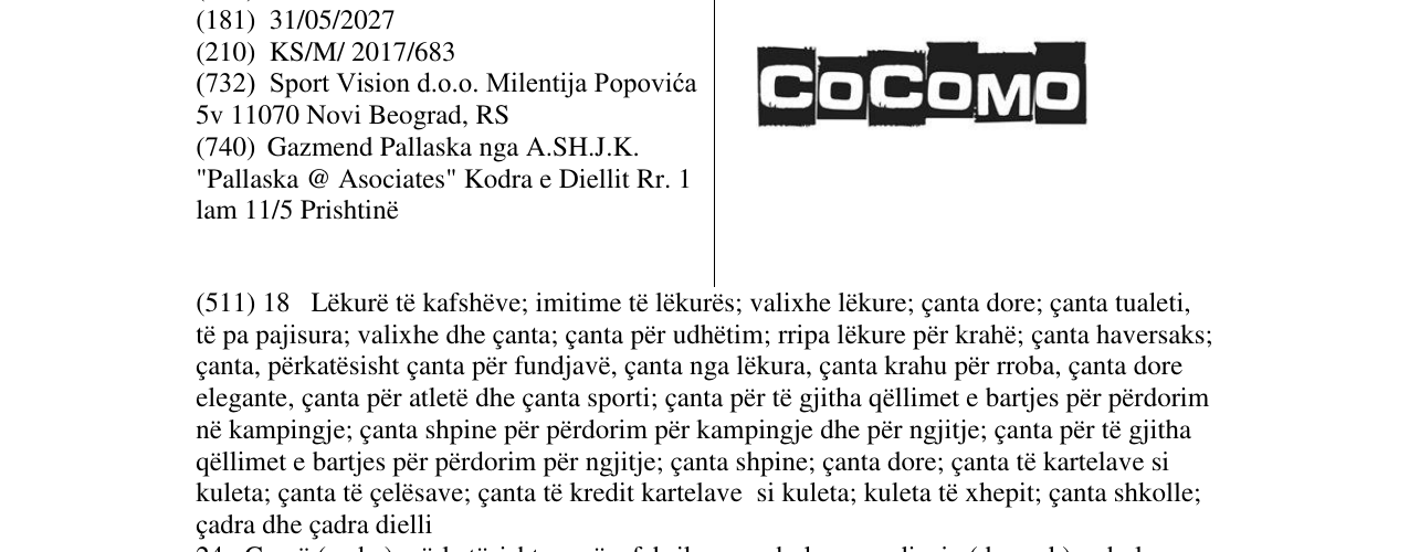 Zëri i markës COCOMO në buletin