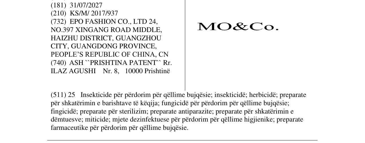 Zëri i markës Mo&Co në buletin