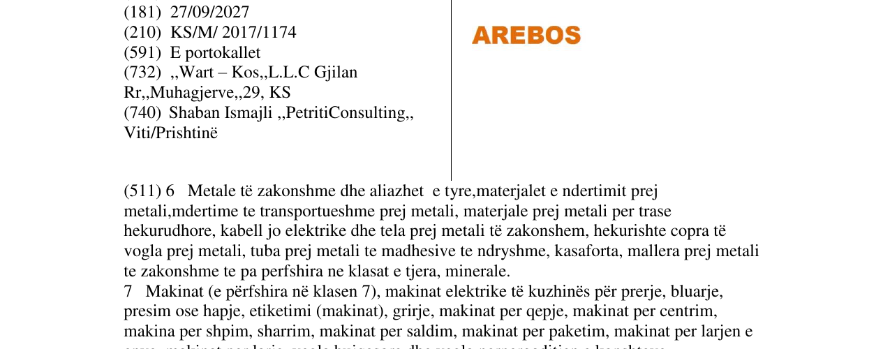 Zëri i markës AREBOS në buletin