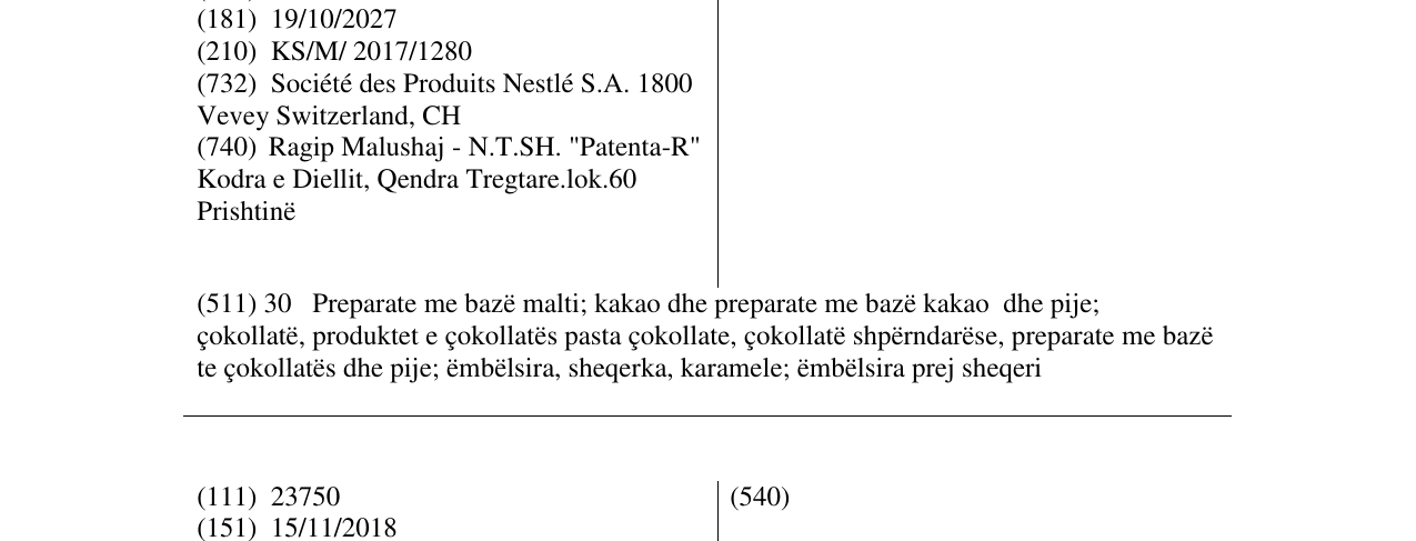 Zëri i markës CIPIRIPI në buletin