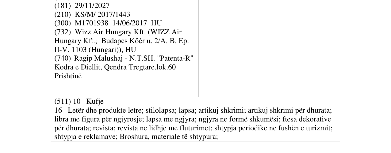 Zëri i markës WIZZ në buletin