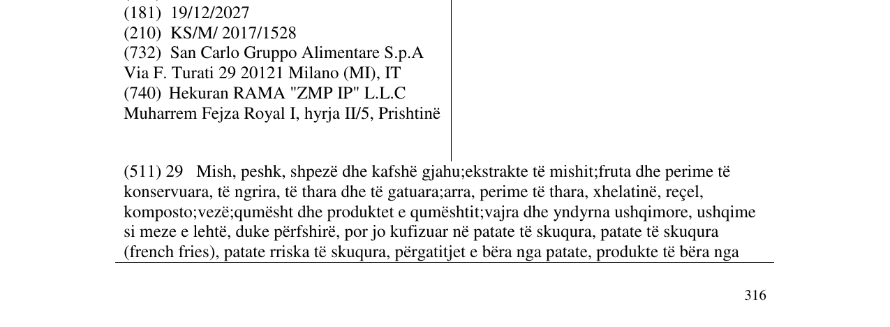 Zëri i markës STILETTO në buletin