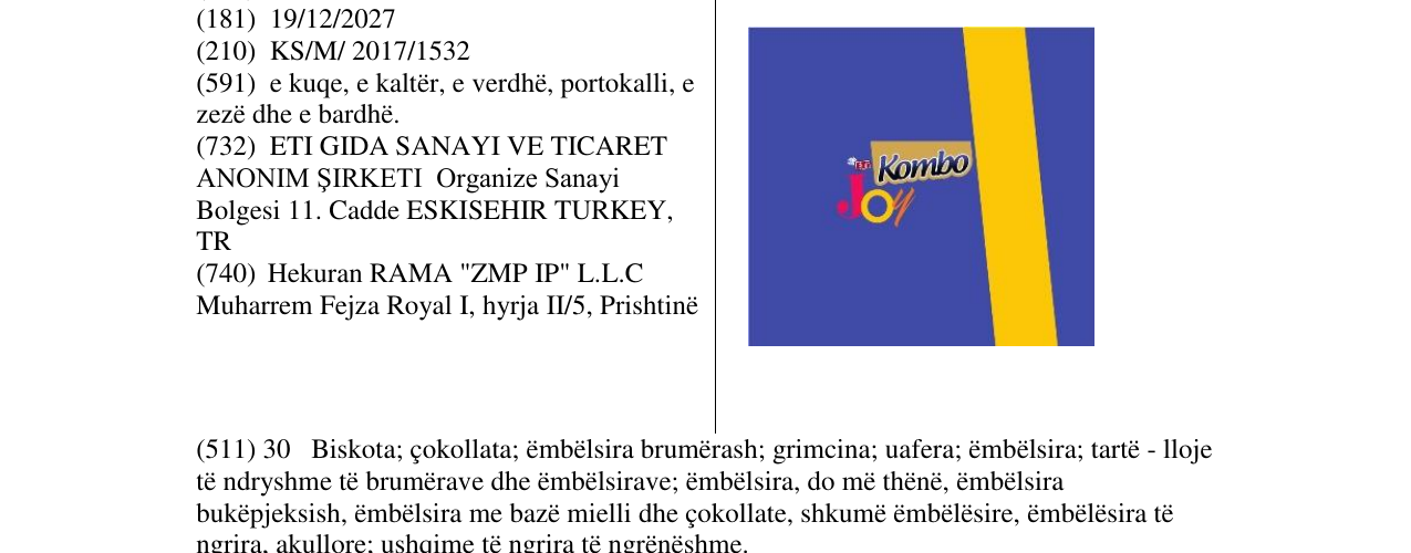Zëri i markës Kombo në buletin