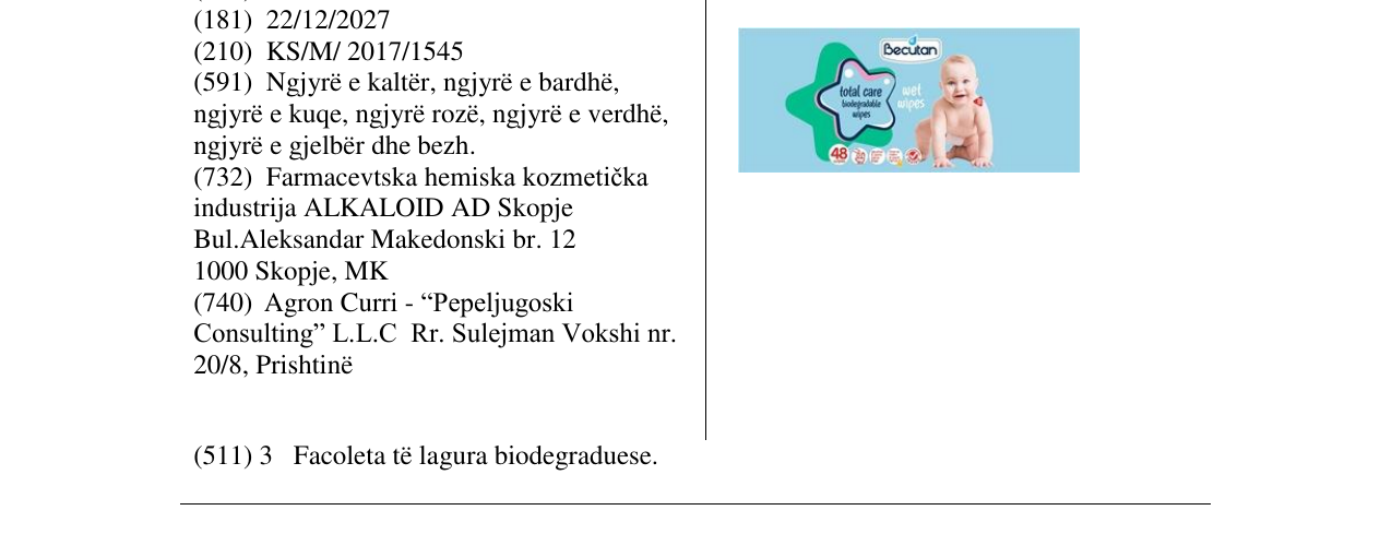Zëri i markës Becutan në buletin