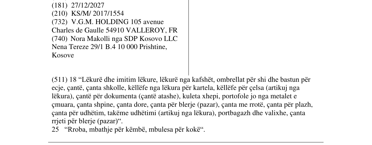 Zëri i markës CHAUSSEA në buletin