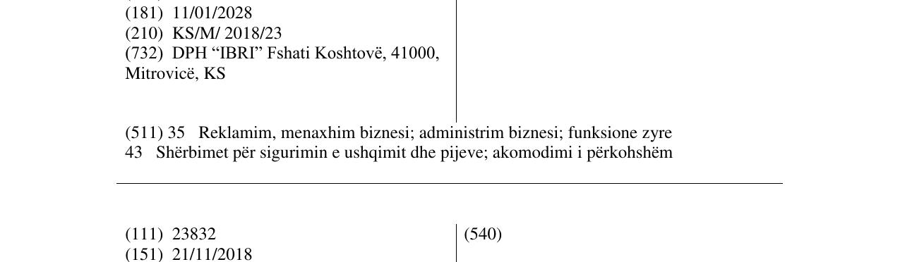 Zëri i markës RESTAURANT IBRI në buletin