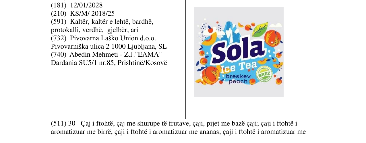 Zëri i markës Sola Ice Tea në buletin