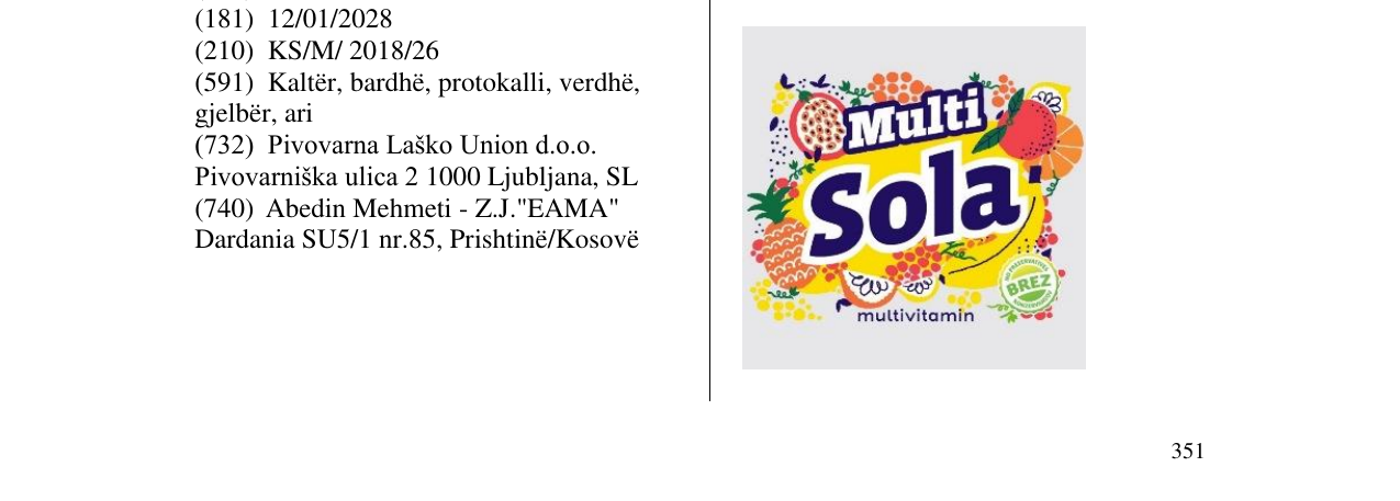 Zëri i markës Multi Sola në buletin