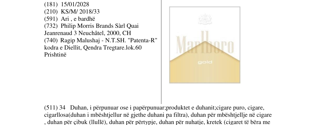 Zëri i markës Marlboro në buletin