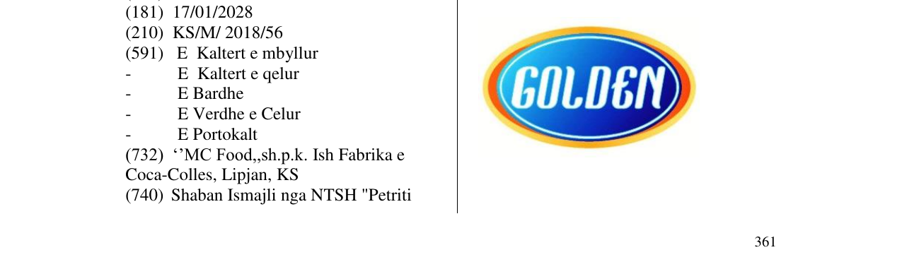 Zëri i markës GOLDEN në buletin