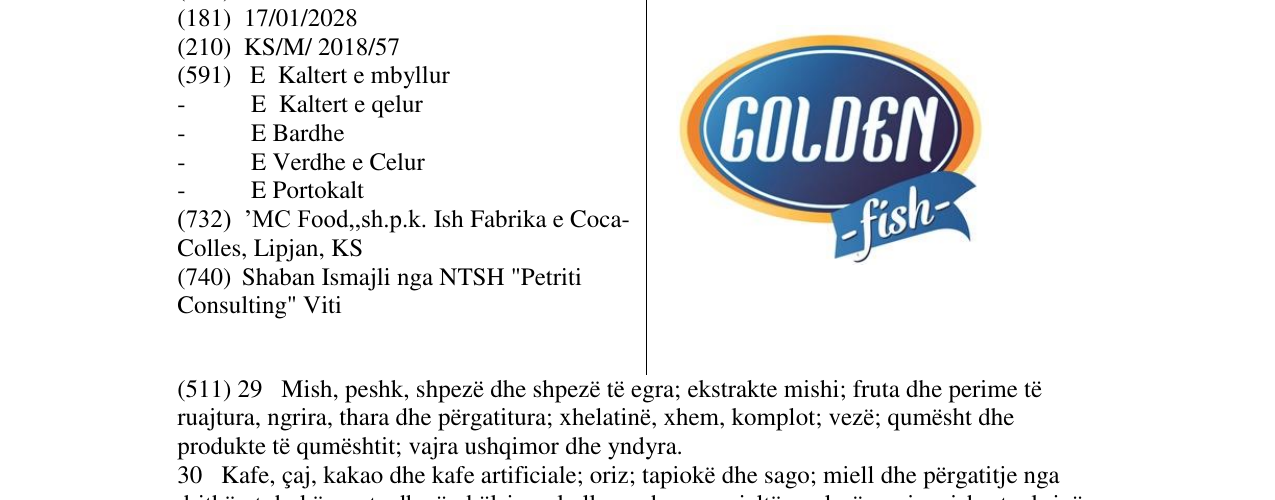 Zëri i markës GOLDEN fish në buletin