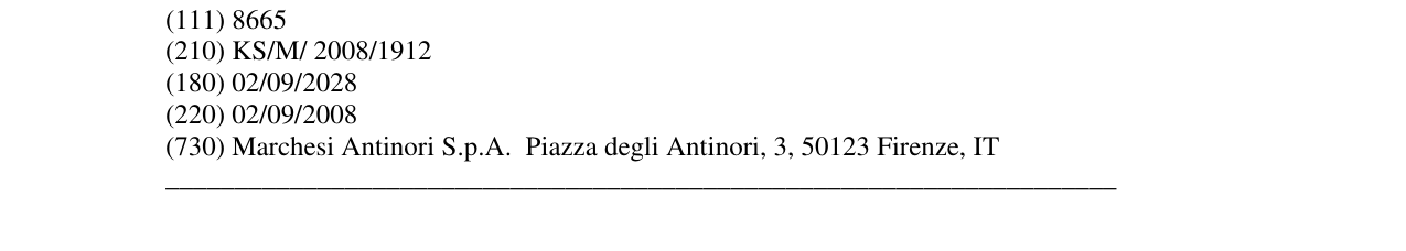 Zëri i markës VILLA ANTINORI në buletin