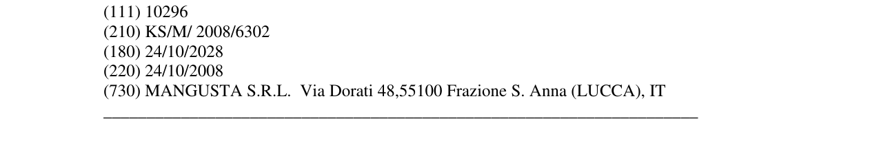 Zëri i markës MANGUSTA OCEANO në buletin