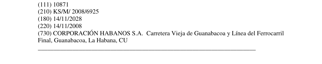 Zëri i markës EL MORO DE LA HABANA në buletin