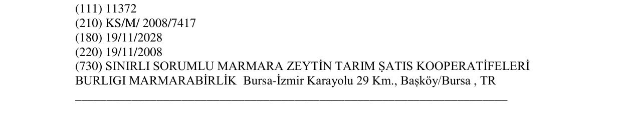 Zëri i markës MARMARABIRLIK në buletin