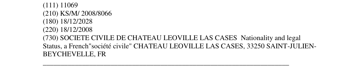 Zëri i markës CHATEAU LEOVILLE LAS CASES në buletin