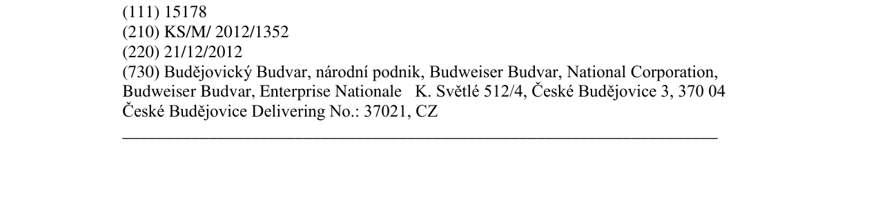 Zëri i markës Budweiser Budvar në buletin
