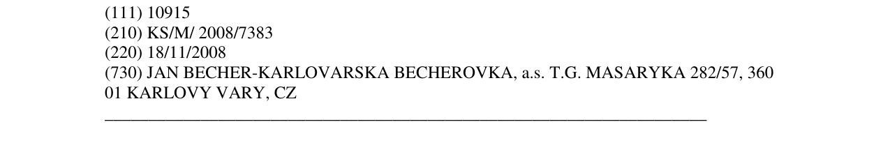 Zëri i markës BECHEROVKA në buletin