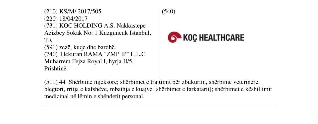 Zëri i markës KOC HEALTHCARE në buletin