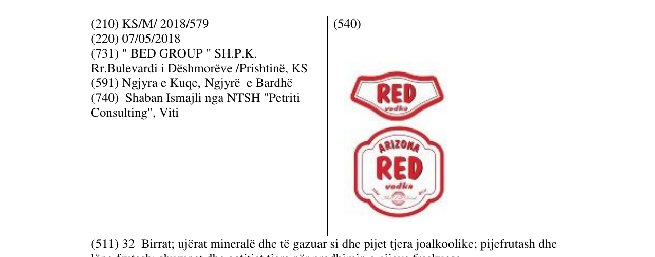 Zëri i markës RED ARIZONA RED në buletin
