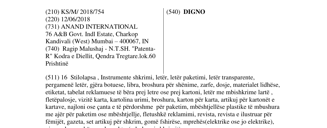 Zëri i markës DIGNO në buletin