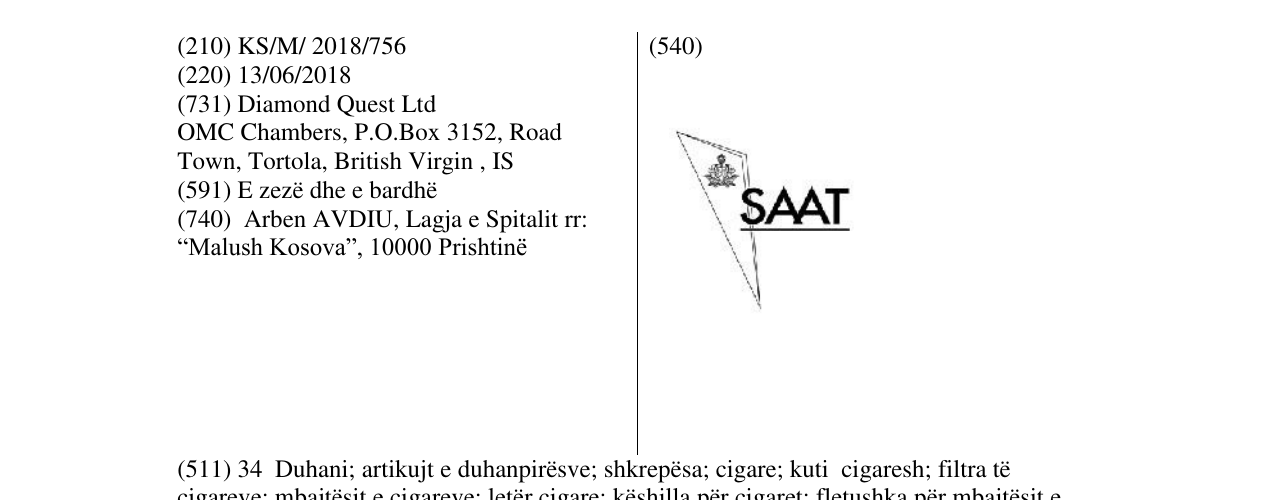 Zëri i markës SAAT në buletin