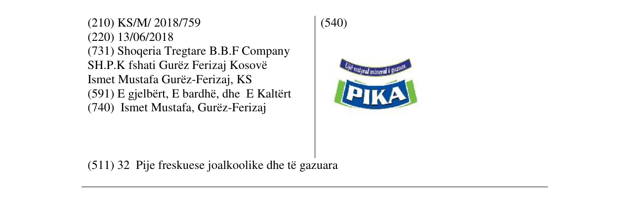 Zëri i markës PIKA në buletin